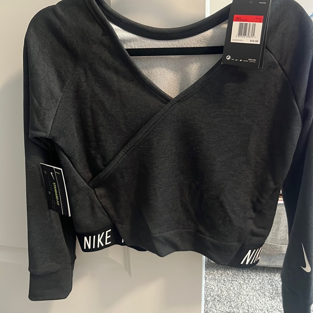 Nike Dri Fit Crop Sweatshirt Charcoal Size Large